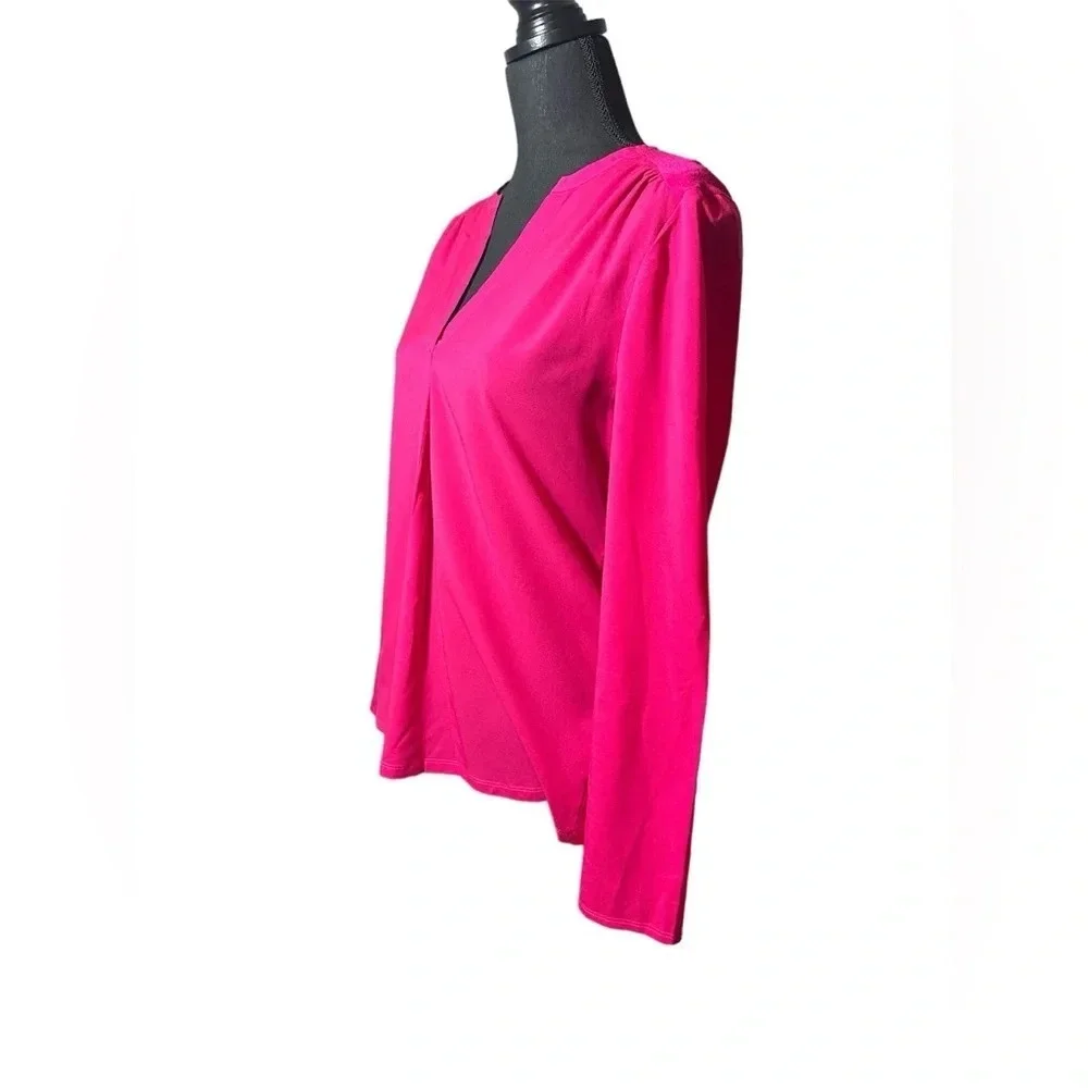 French Connection Hot Pink V-Neck Pullover Blouse Medium Y2K 90s
